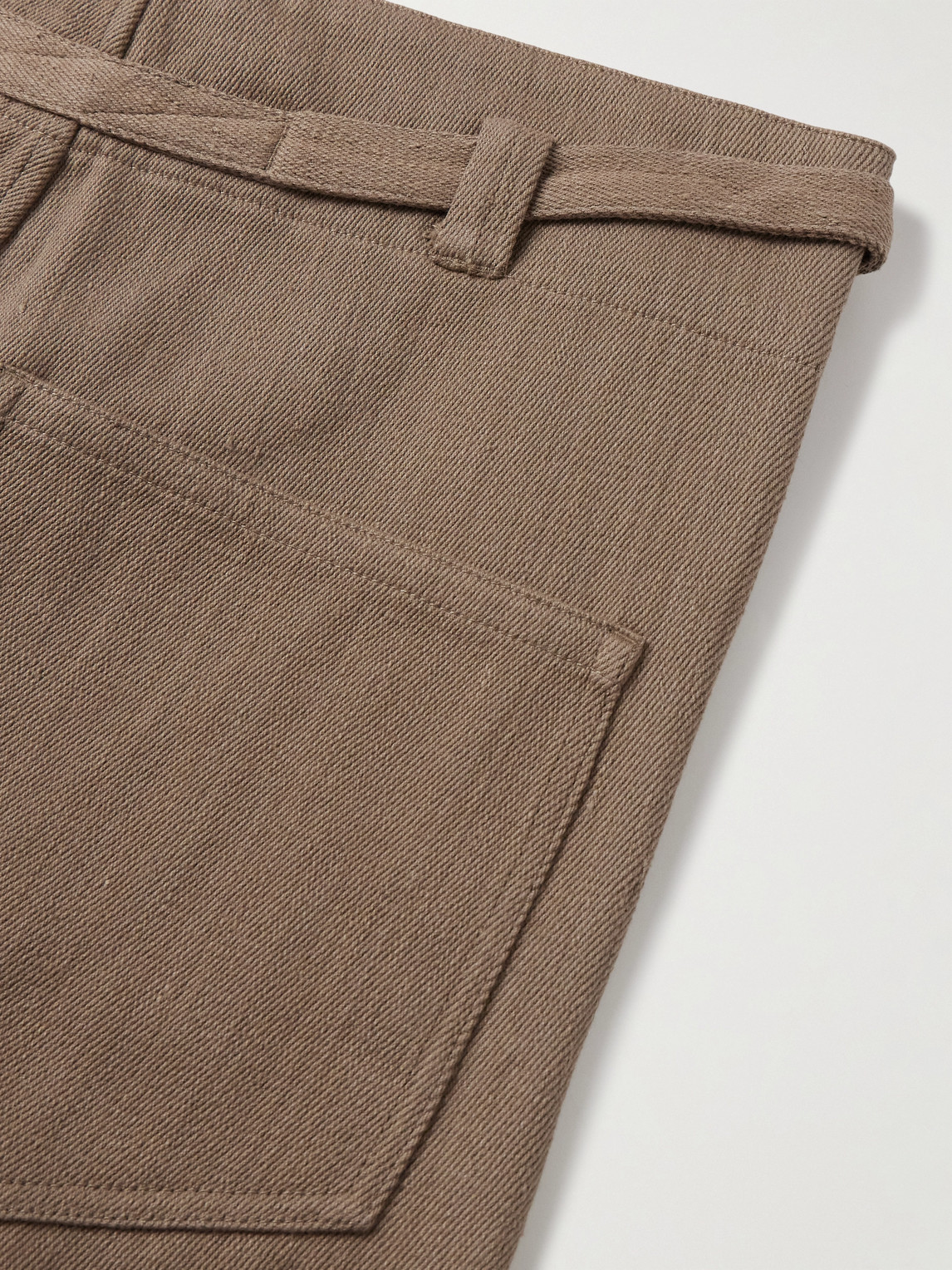 Kartik Research Fauji Belted Embellished Embroidered Cotton-twill Wide-leg Trousers In Brown