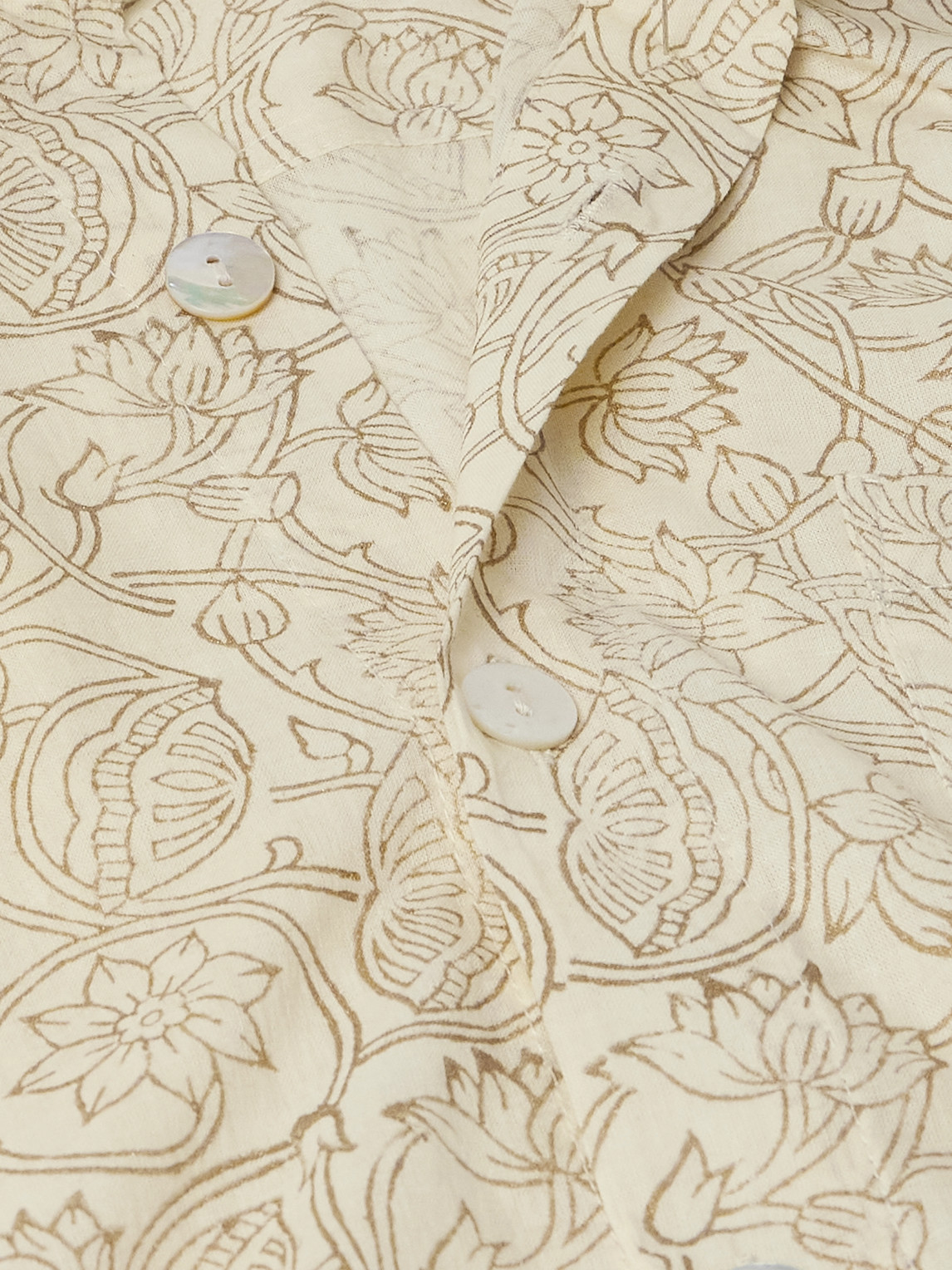 Kartik Research Camp-collar Floral-print Cotton-gauze Shirt In Neutral