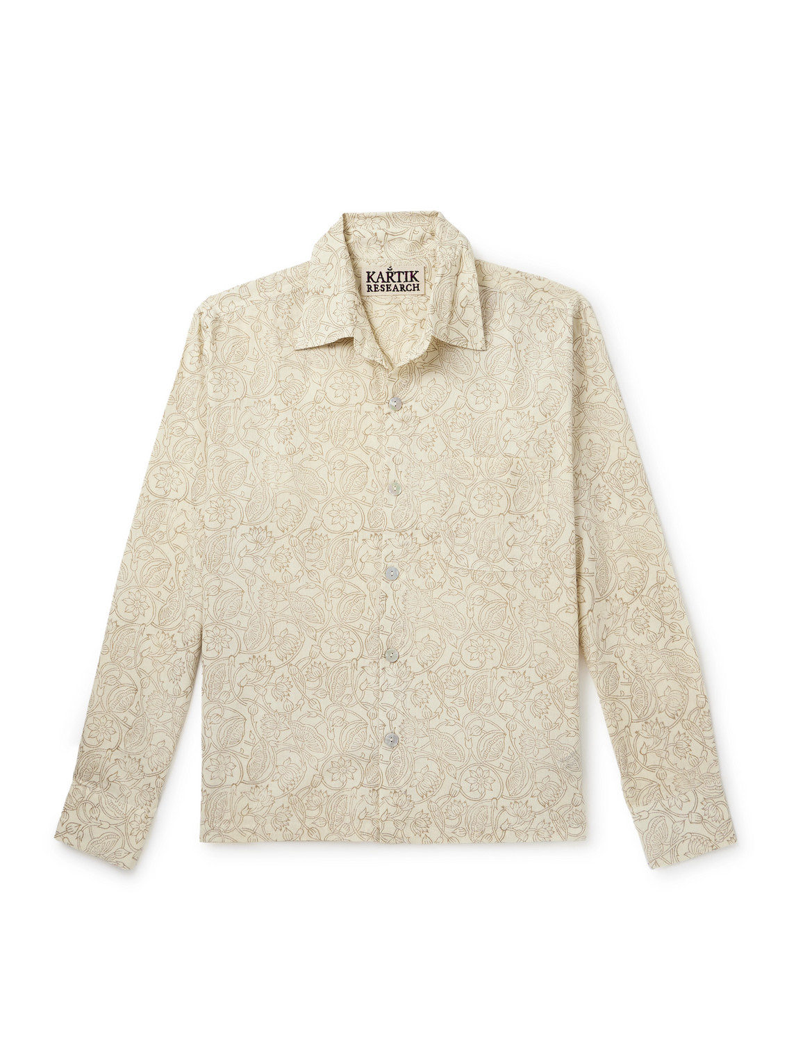 Kartik Research Camp-collar Floral-print Cotton-gauze Shirt In Neutral