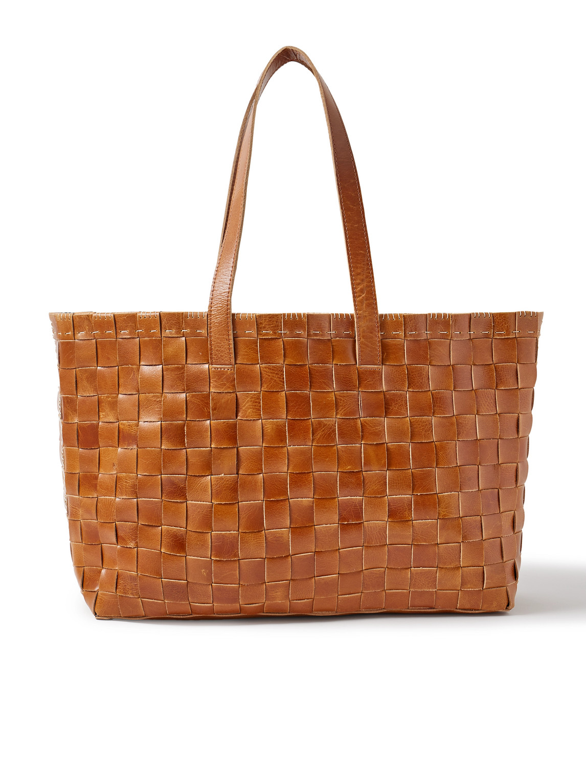 Kartik Research Atma Woven Leather Tote Bag In Brown