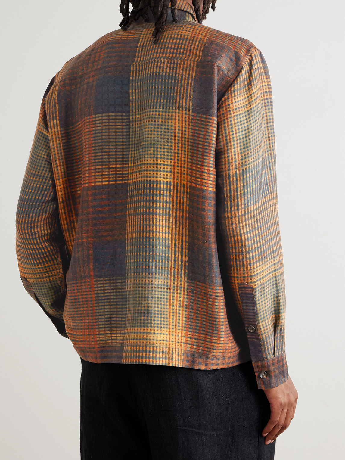  Kartik Research - Box Checked Silk Shirt - Men - Brown - L 
