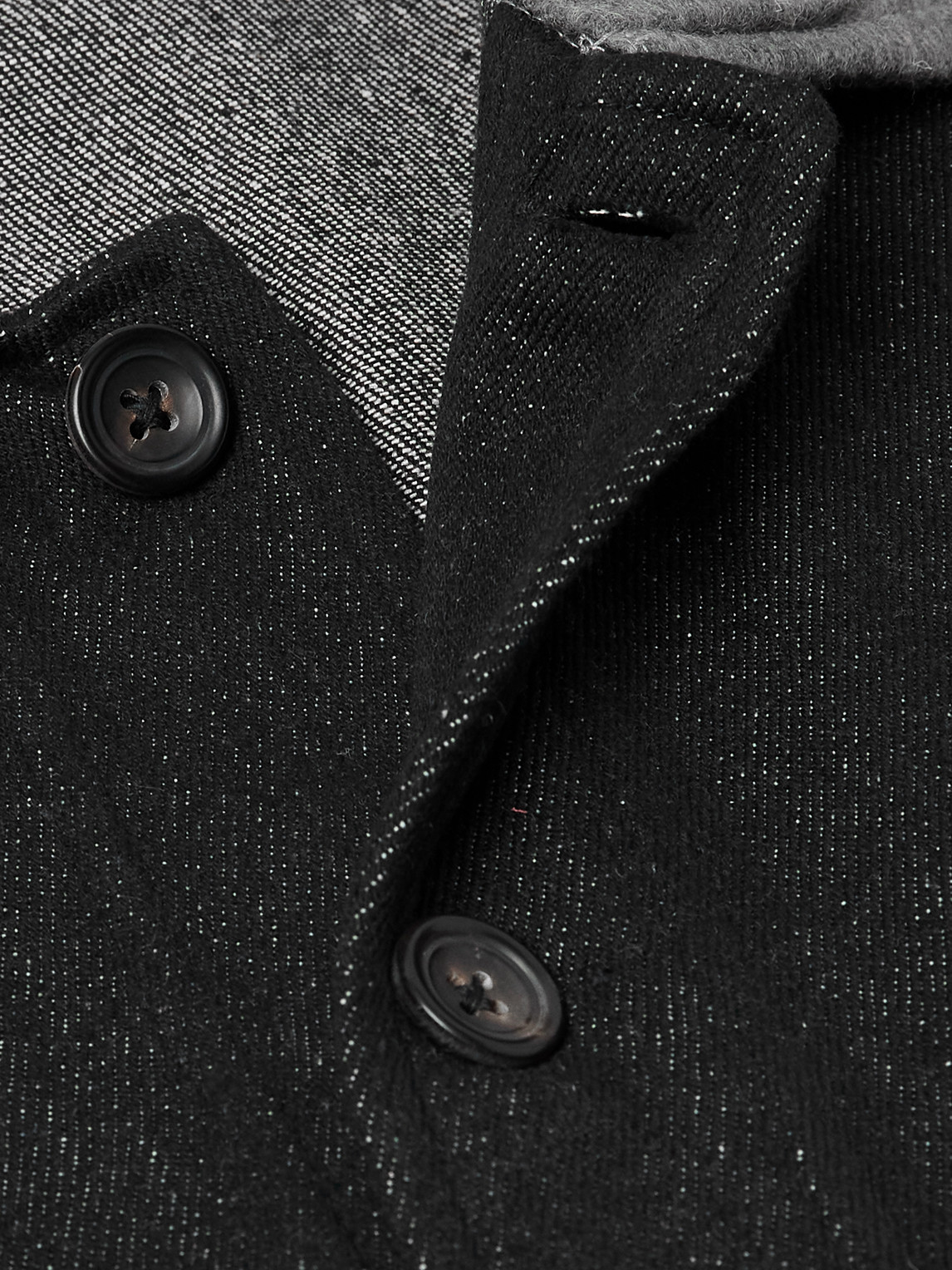Kartik Research Embroidered Felt-trimmed Denim Jacket In Black