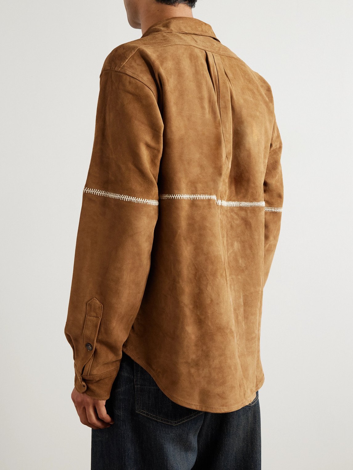  Kartik Research - Rabari Embroidered Suede Jacket - Men - Brown - S 