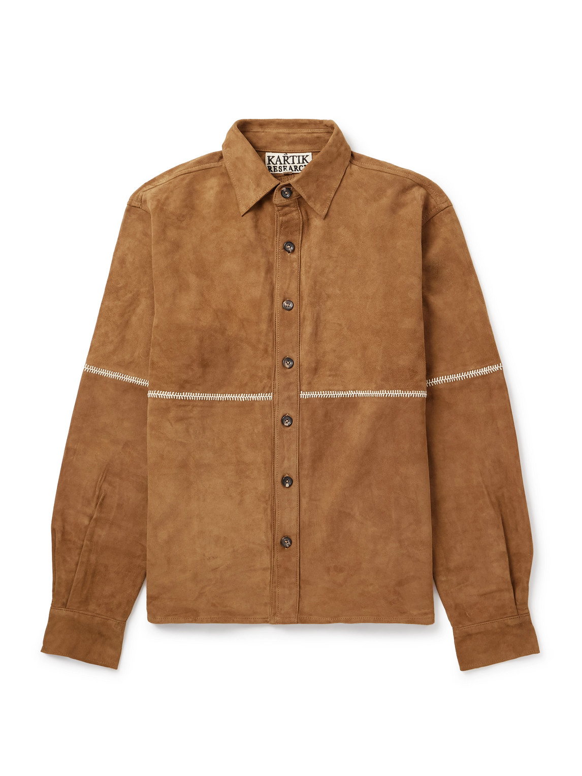 Kartik Research Rabari Embroidered Suede Jacket In Brown