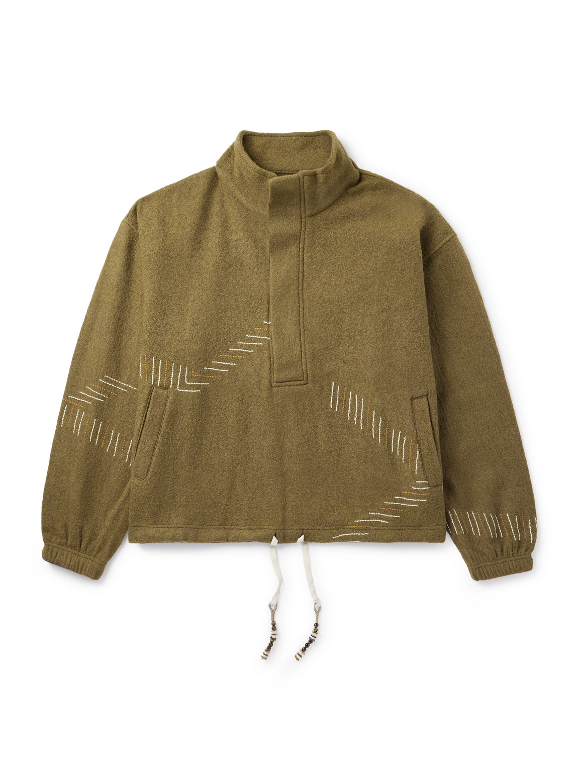 Kartik Research Kaza Embroidered Wool Jacket In Green