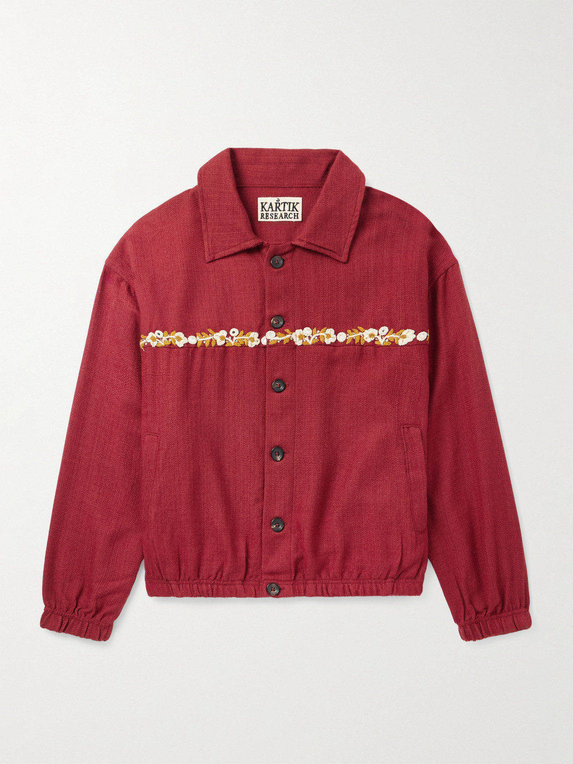 Kartik Research Rishikesh Embroidered Herringbone Wool Jacket - Men