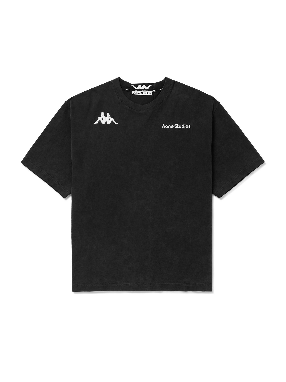 Acne Studios Kappa Webbing-trimmed Logo-embroidered Cotton-jersey T-shirt In Black