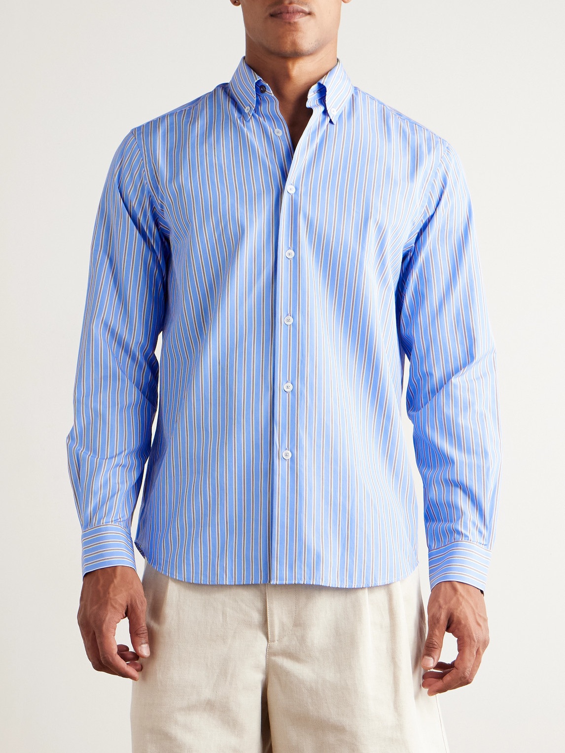 Paul Smith - Striped Cotton-poplin Shirt - Men - Blue - S 