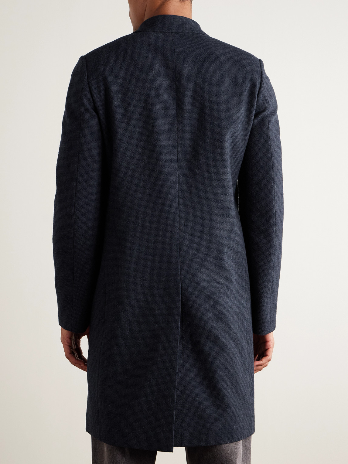 Paul Smith Slim-fit Double-breasted Woven Overcoat In Blue