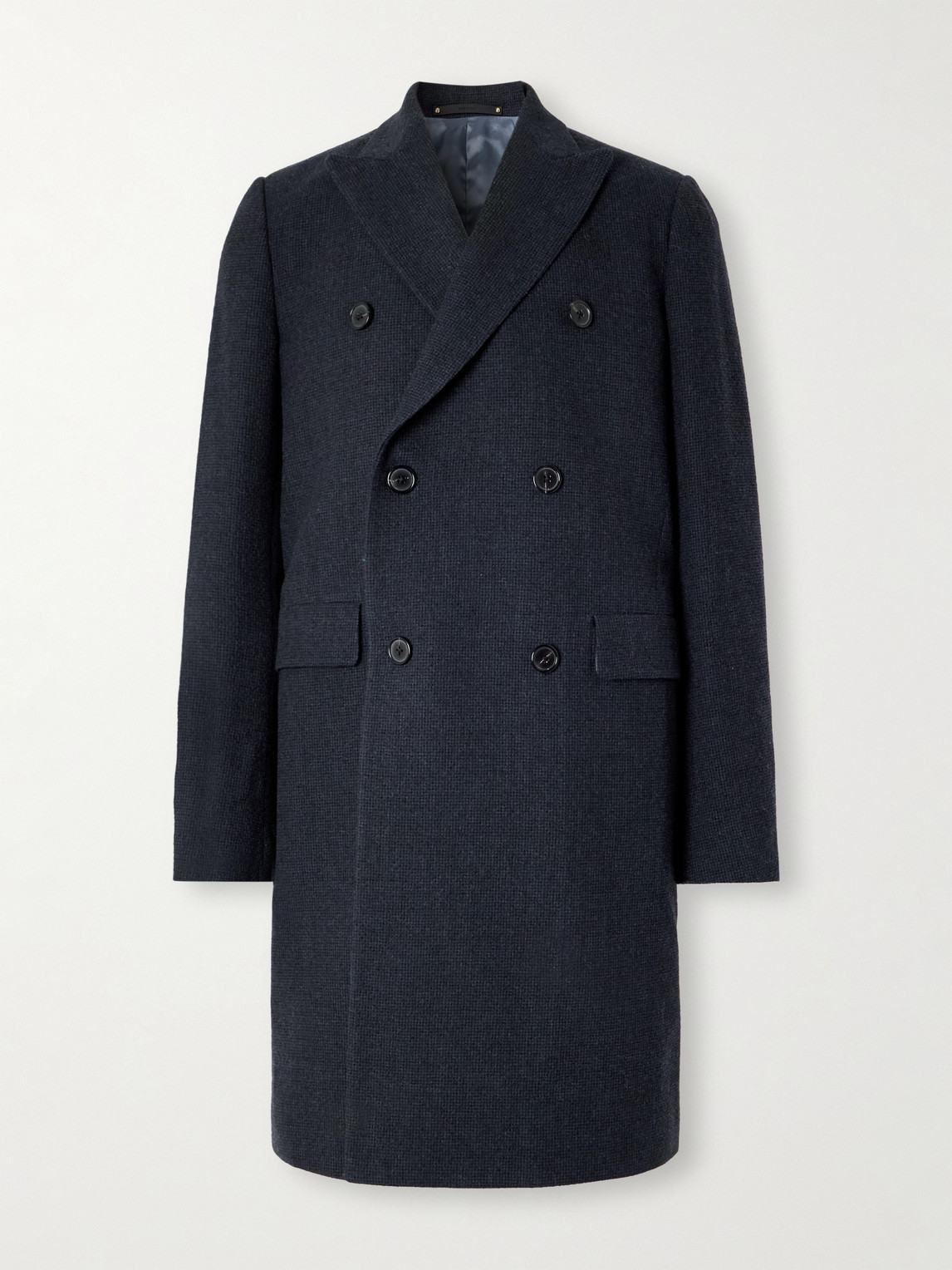 Paul Smith Slim-fit Double-breasted Woven Overcoat In Blue