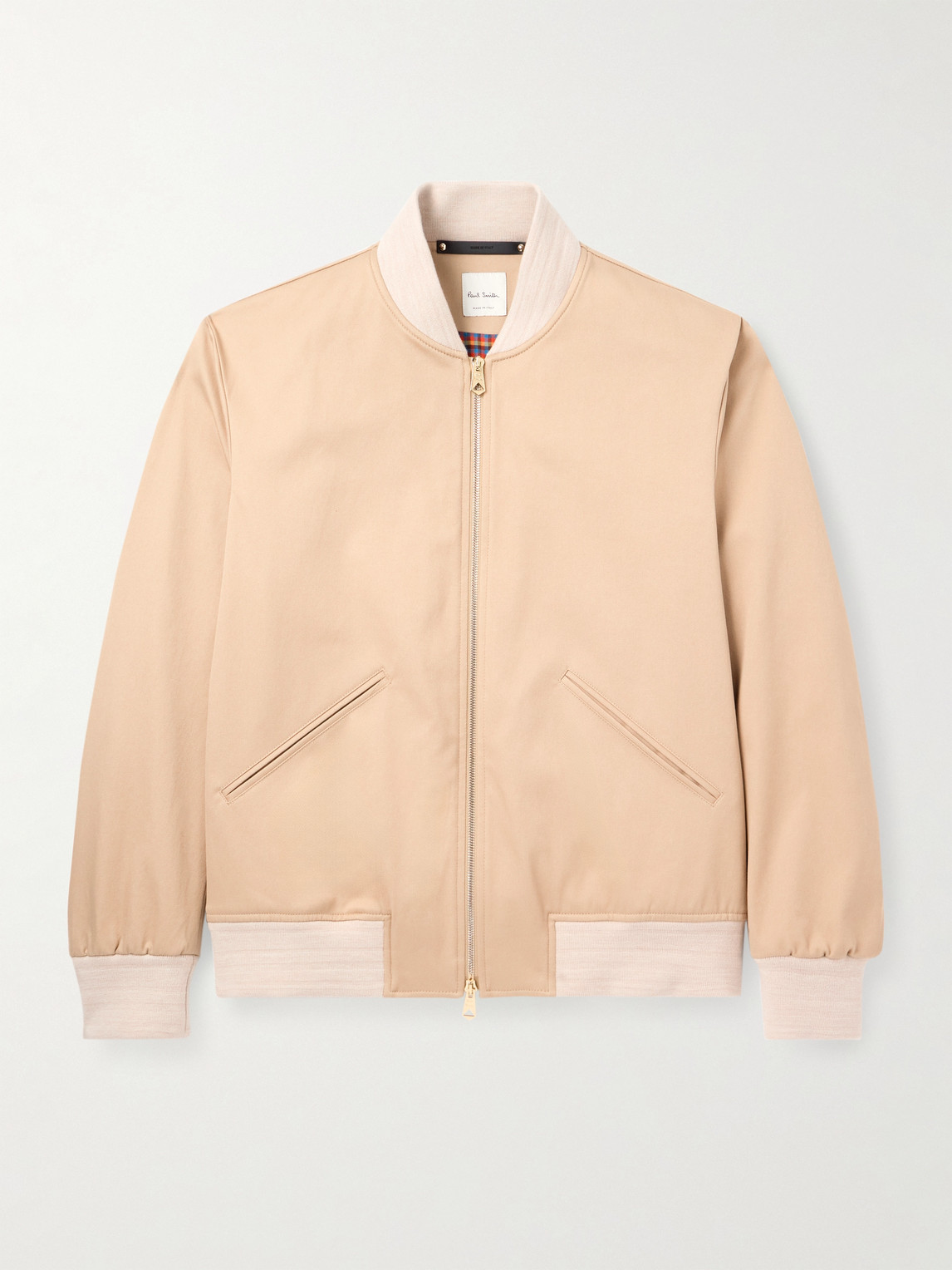 Paul Smith Cotton-blend Twill Bomber Jacket In Neutral