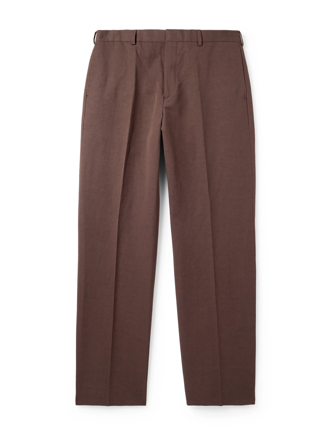 Paul Smith Straight-leg Cotton And Linen-blend Trousers In Brown