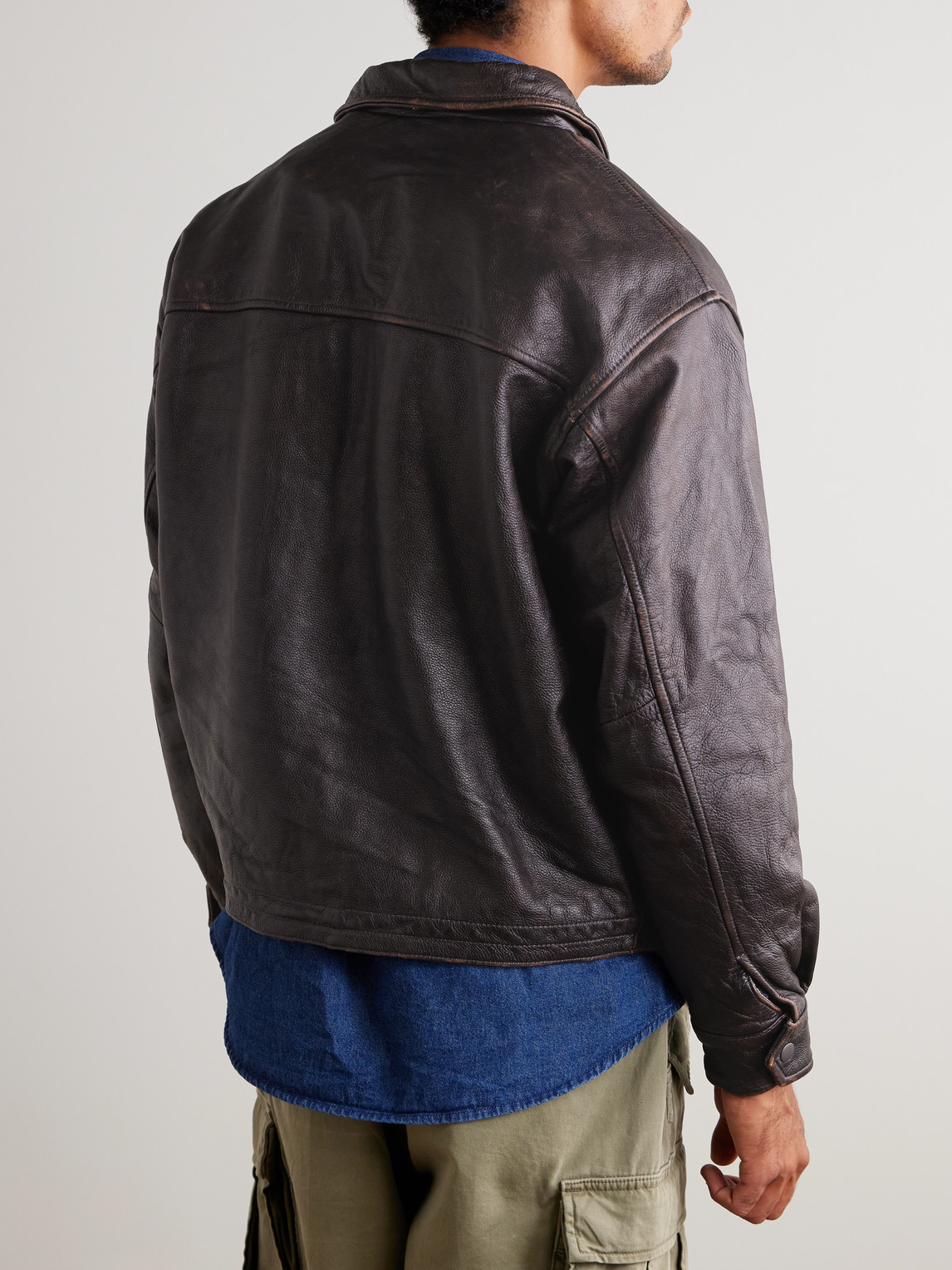 Frizmworks Distressed Leather Jacket In Multi