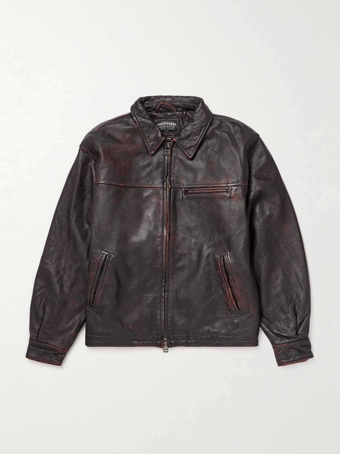 Frizmworks Distressed Leather Jacket In Multi