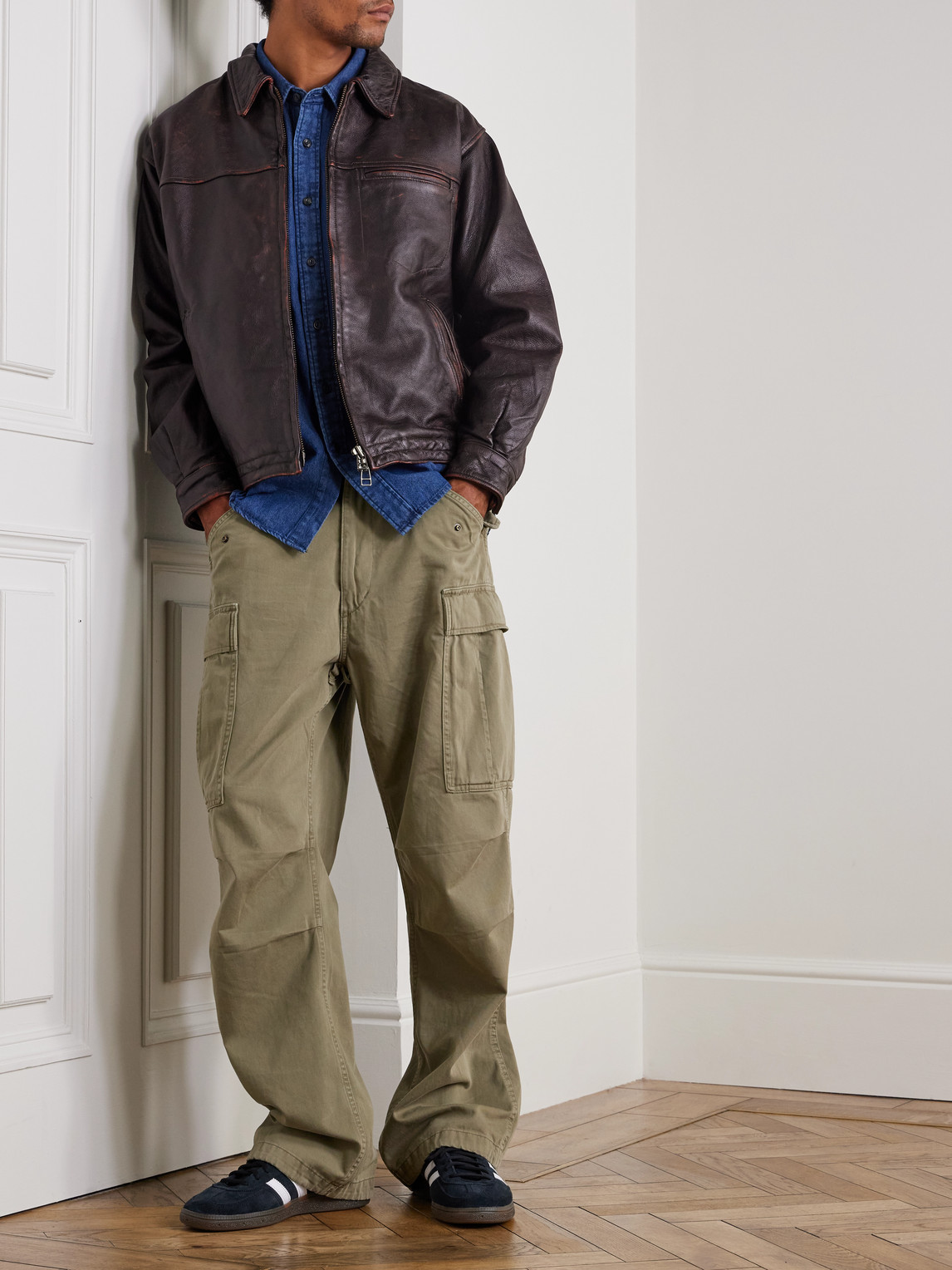 Frizmworks Distressed Leather Jacket In Multi