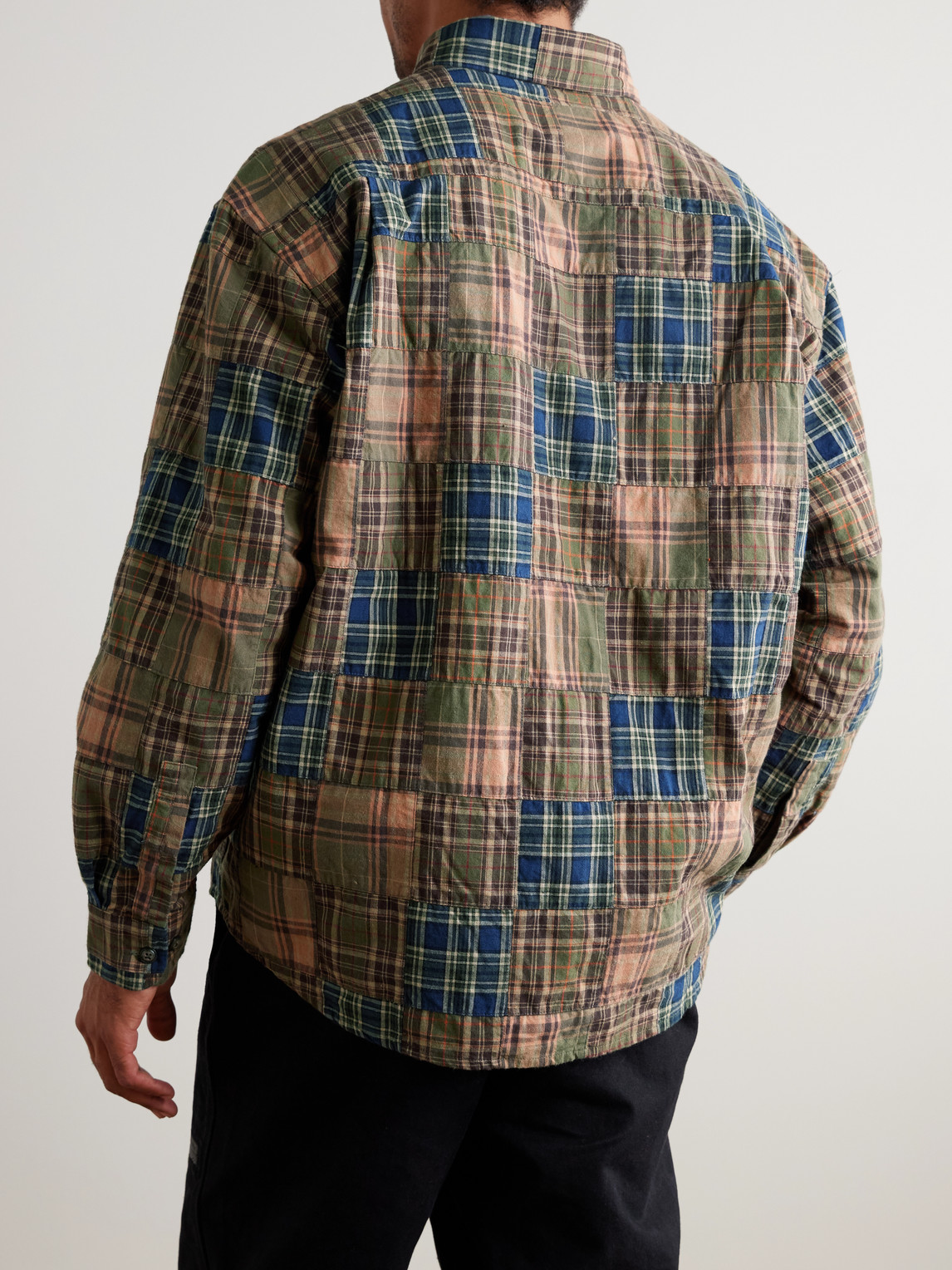 Frizmworks Patchwork Checked Cotton Shirt In Multi