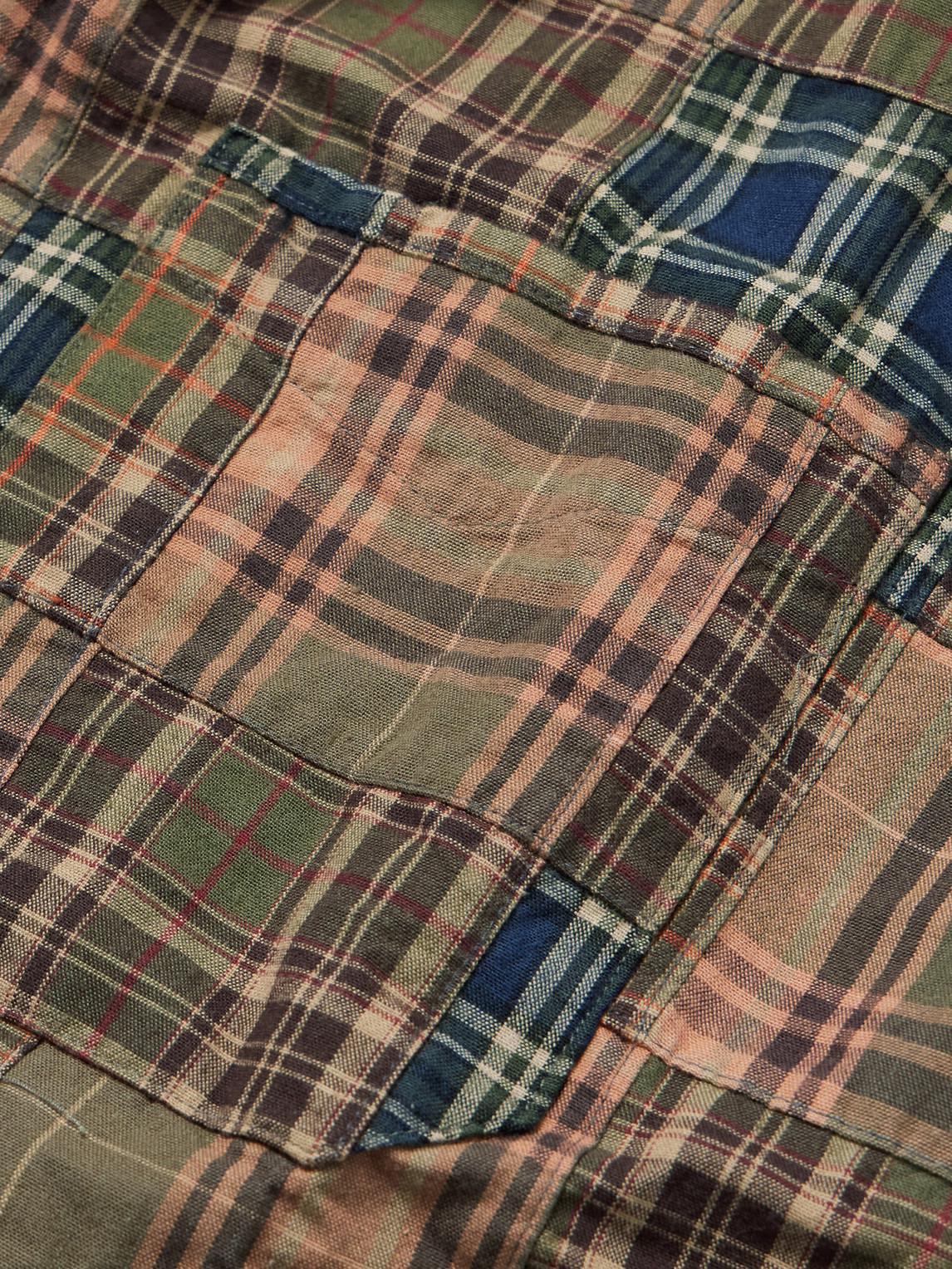 Frizmworks Patchwork Checked Cotton Shirt In Multi