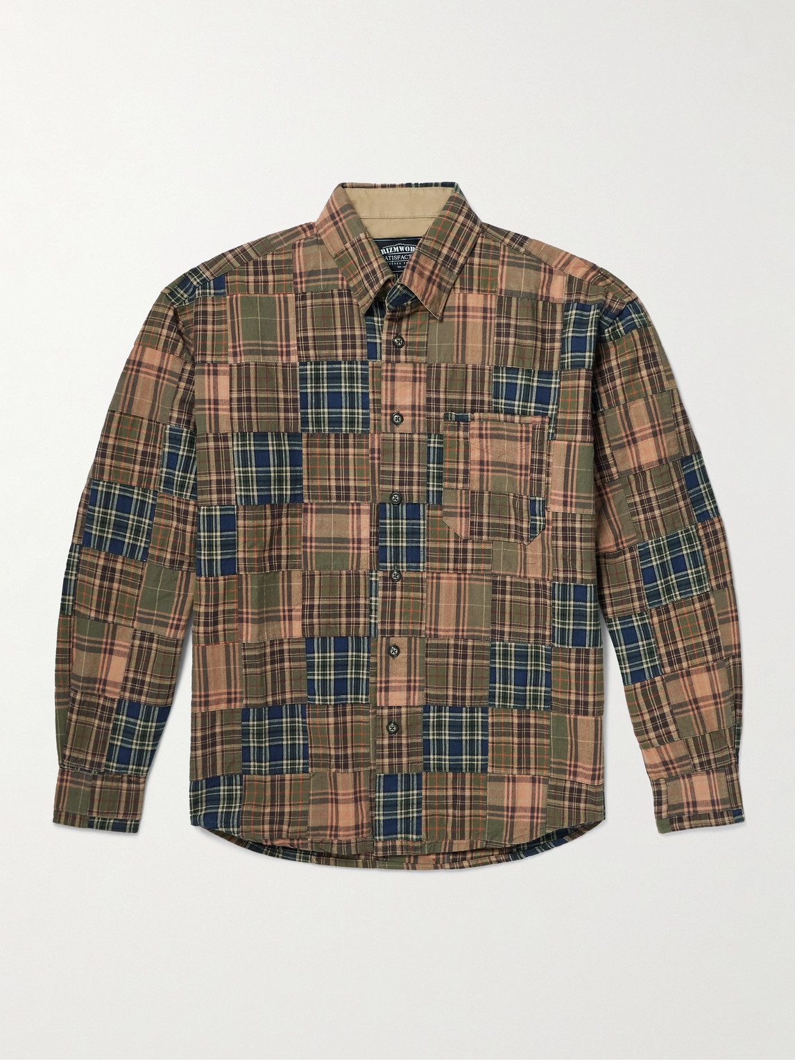 Frizmworks Patchwork Checked Cotton Shirt In Multi