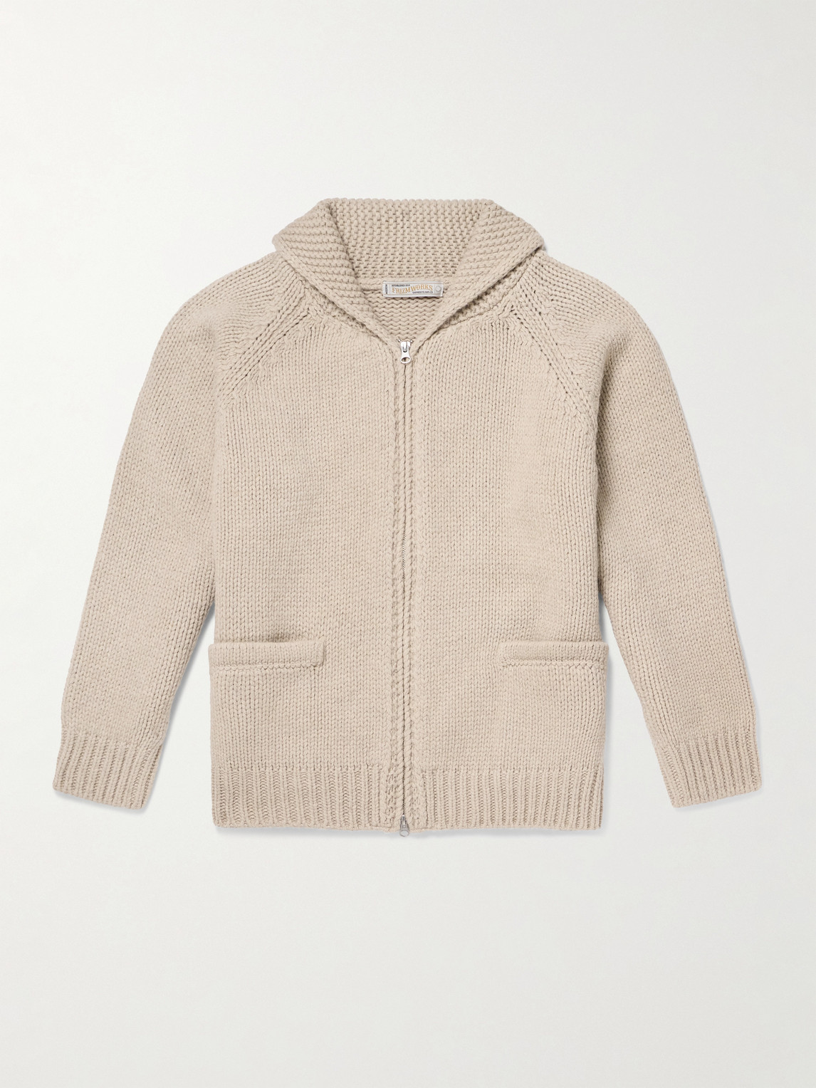 Frizmworks Shawl-collar Wool-blend Zip-up Cardigan In Neutral