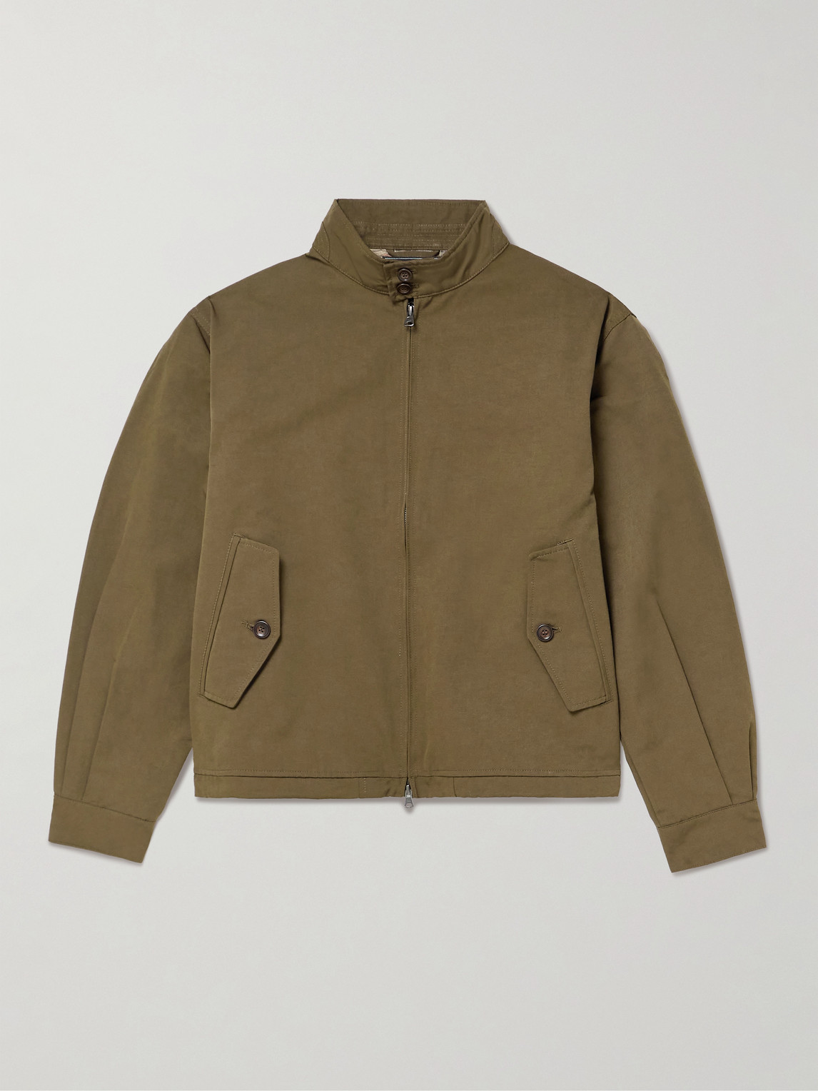 Frizmworks Buddy Cropped Cotton-blend Twill Harrington Jacket In Brown