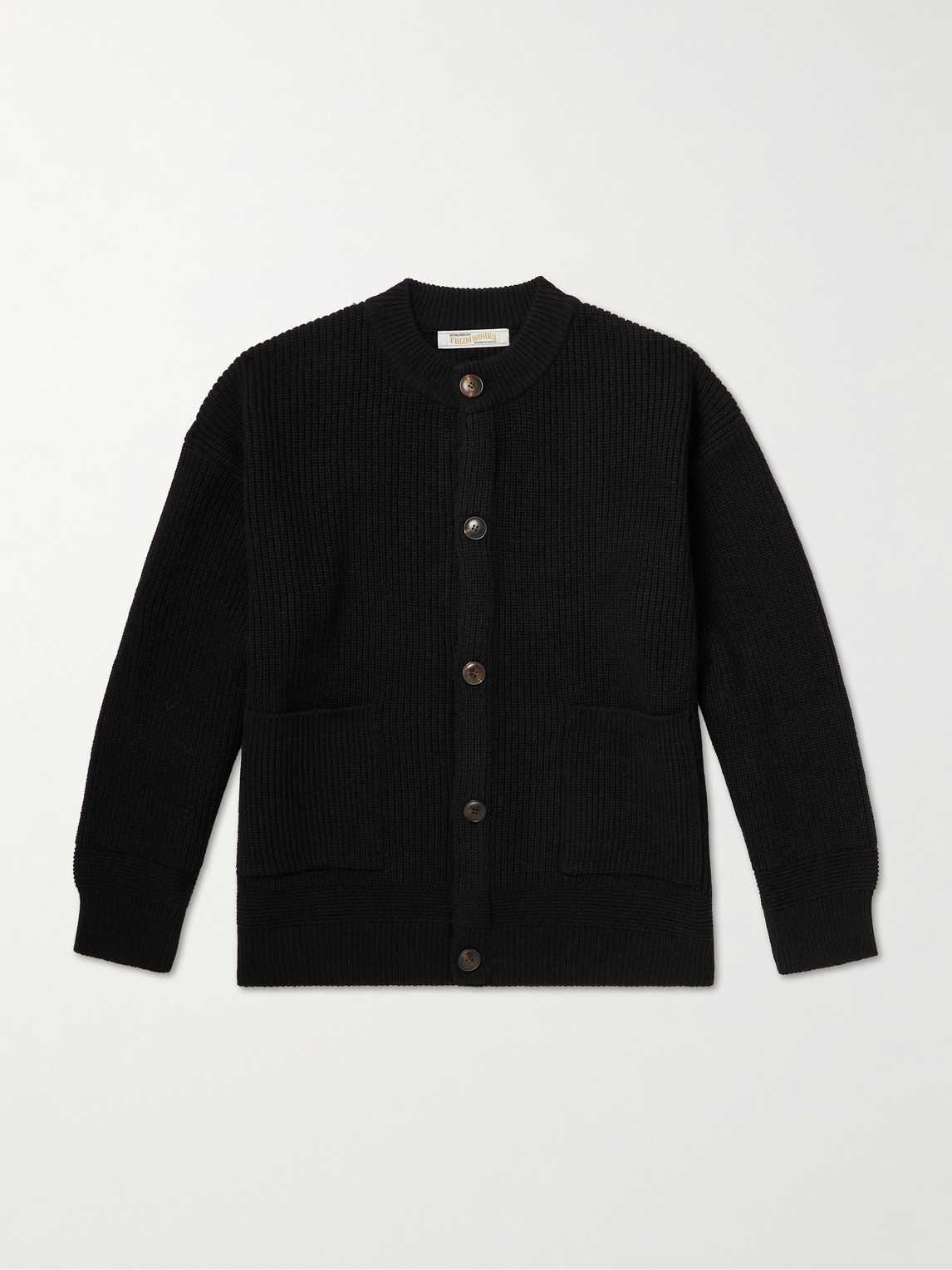 Frizmworks Ribbed Wool-blend Cardigan In Black