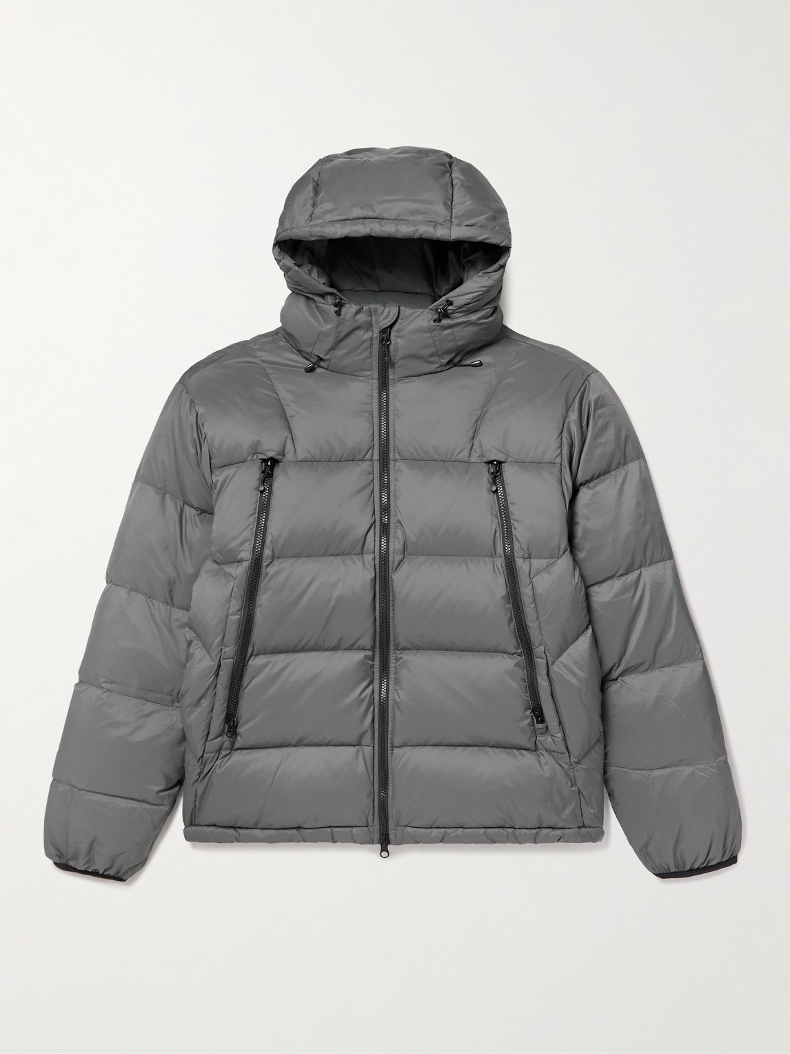 Frizmworks Altavia Quilted Nylon Hooded Down Jacket In Gray