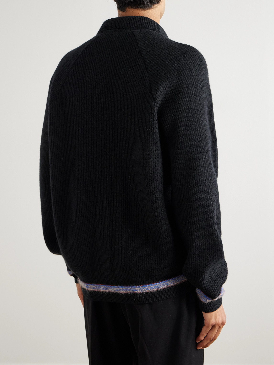 A Kind Of Guise Zaya Ribbed Merino Wool Zip-up Sweater In Black