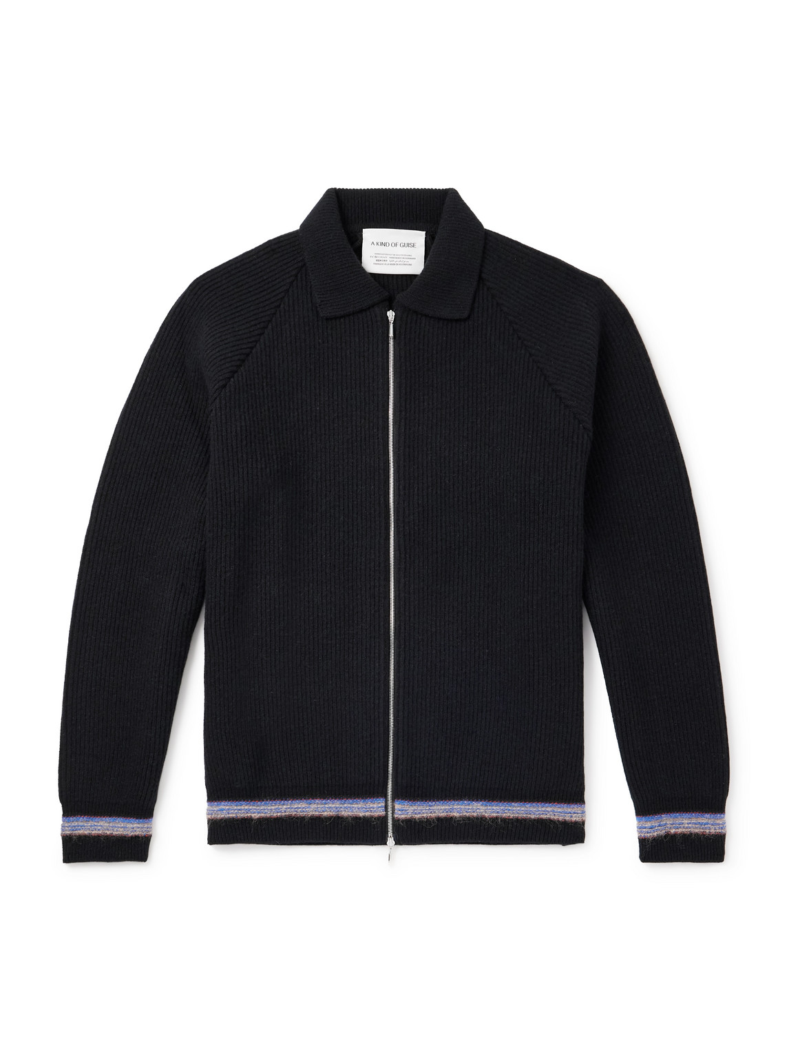 A Kind Of Guise Zaya Ribbed Merino Wool Zip-up Sweater In Black