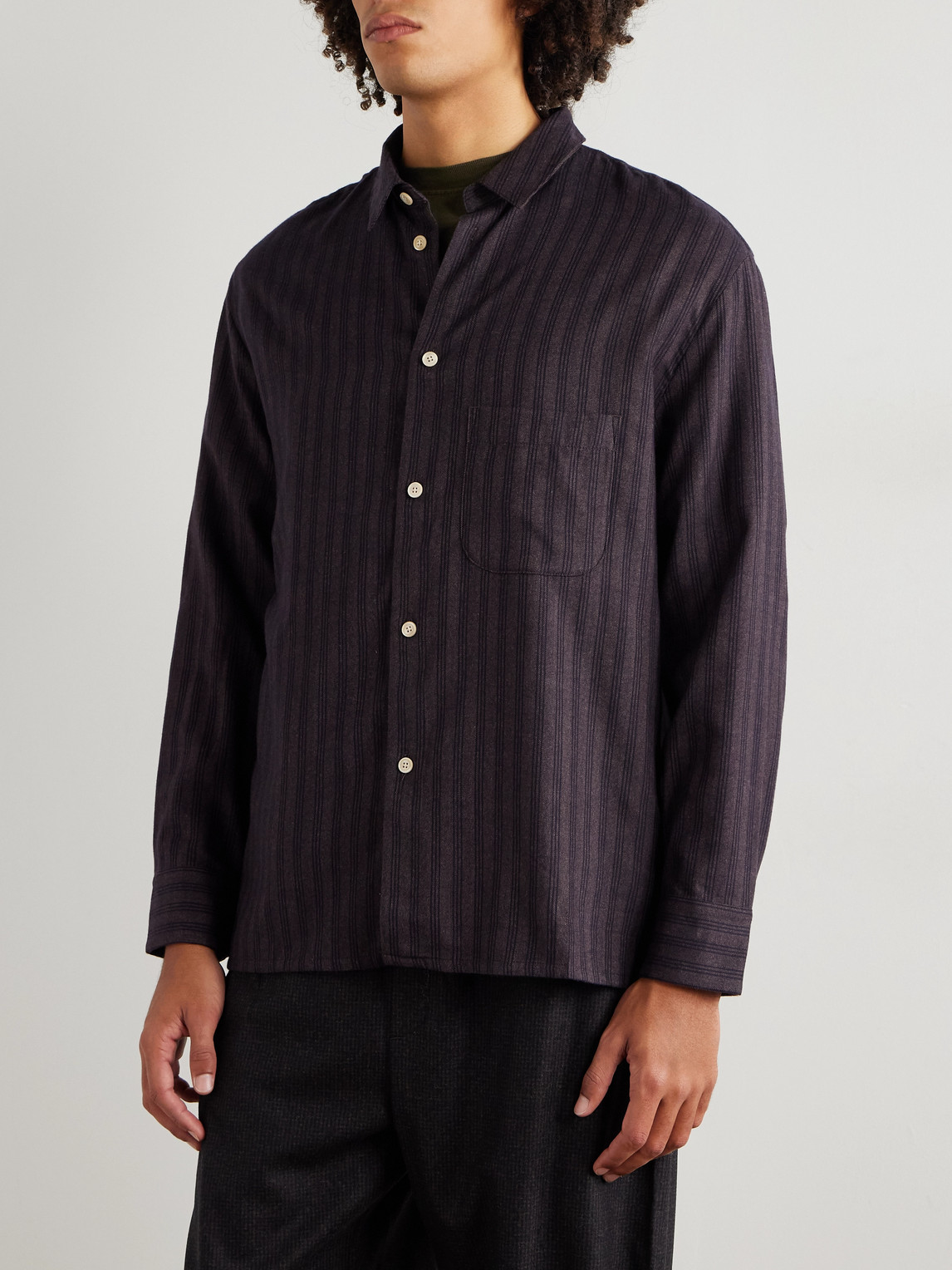 A Kind Of Guise Gusto Striped Cotton And Lyocell-blend Shirt In Black