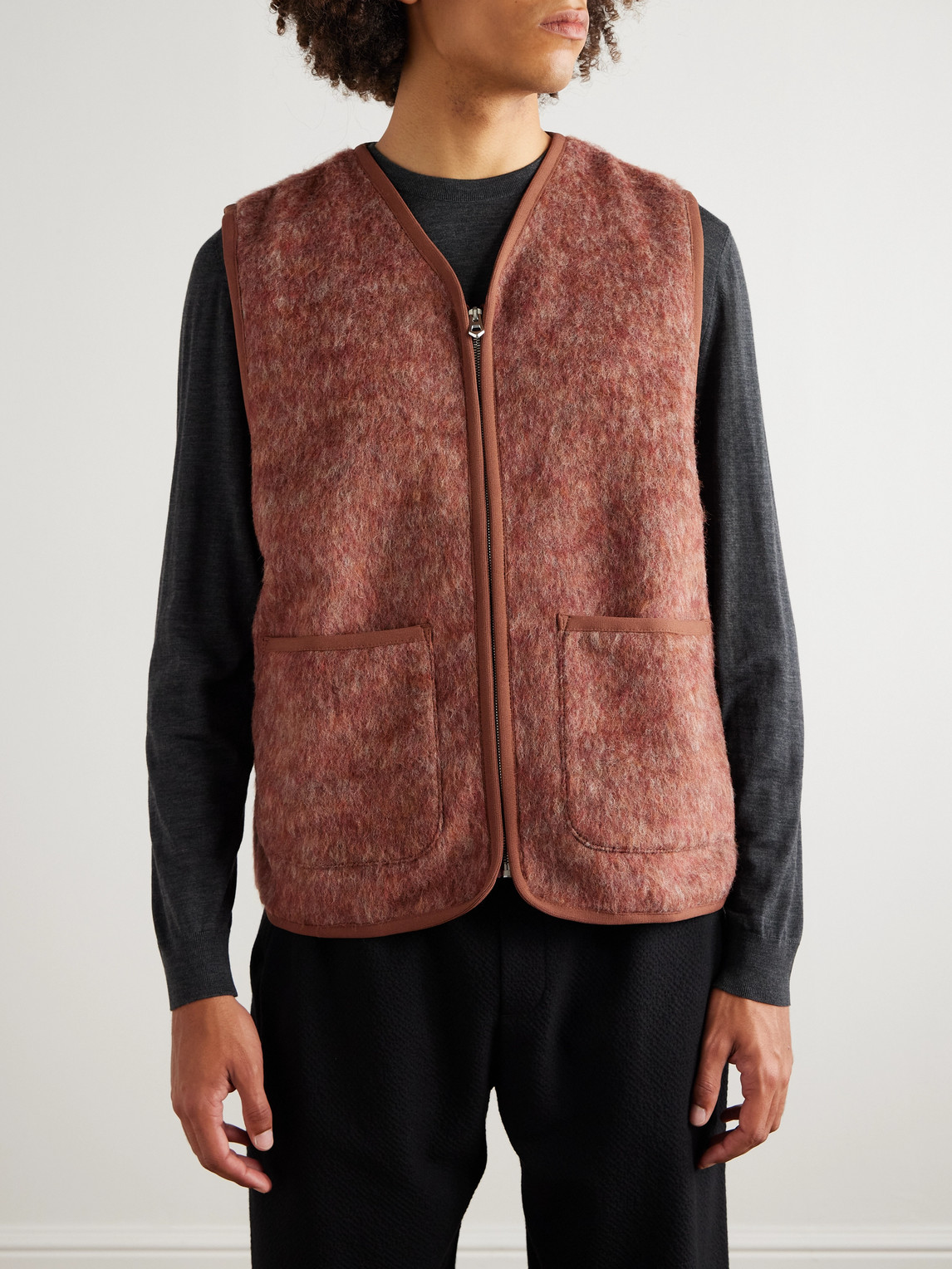 A Kind Of Guise Valur Brushed Virgin Wool-blend Gilet In Orange