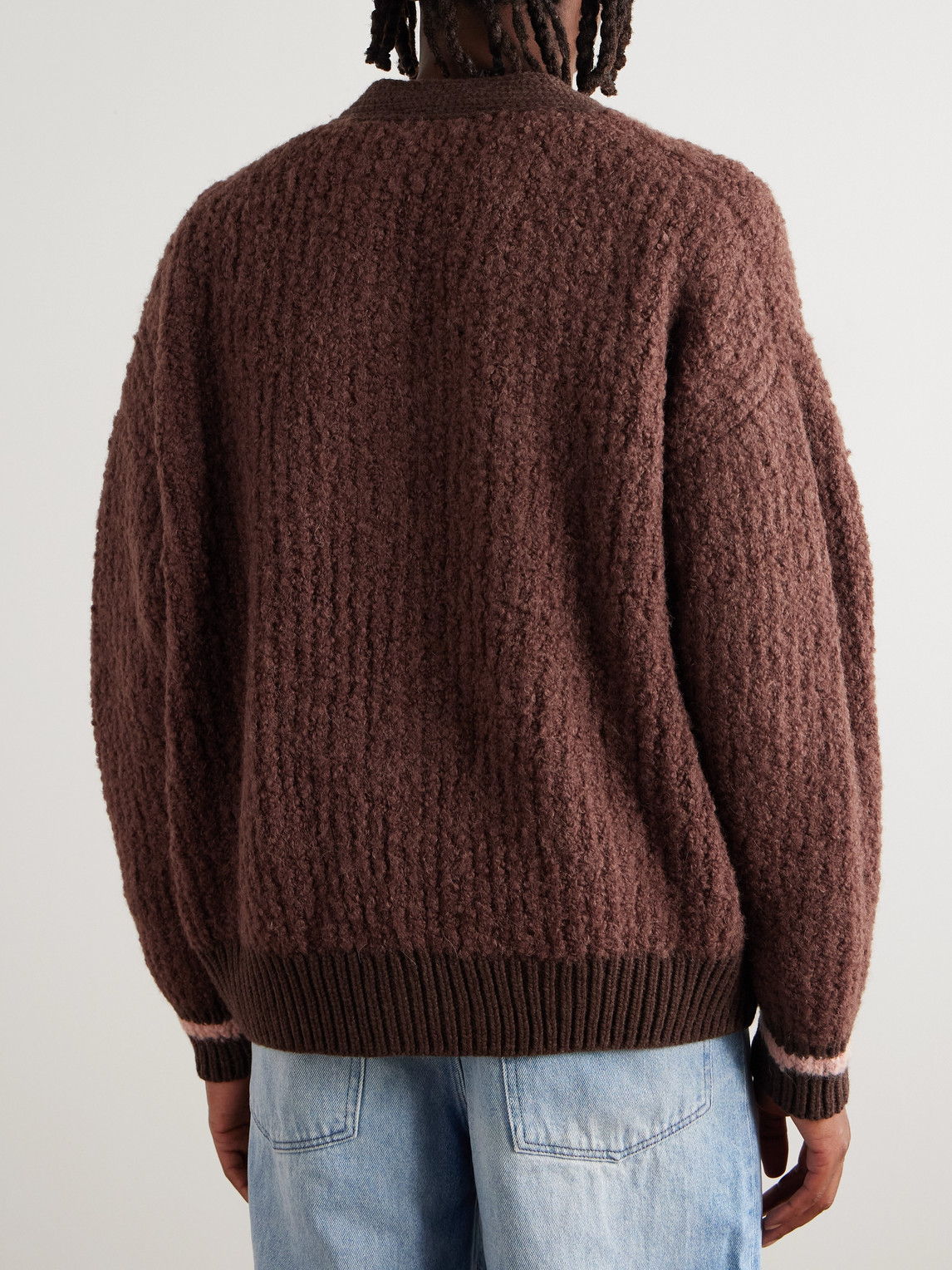 A Kind Of Guise Ribbed-knit Virgin Wool-blend Cardigan In Brown