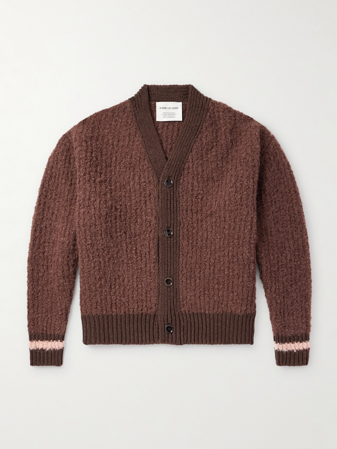 A Kind Of Guise Ribbed-knit Virgin Wool-blend Cardigan In Brown