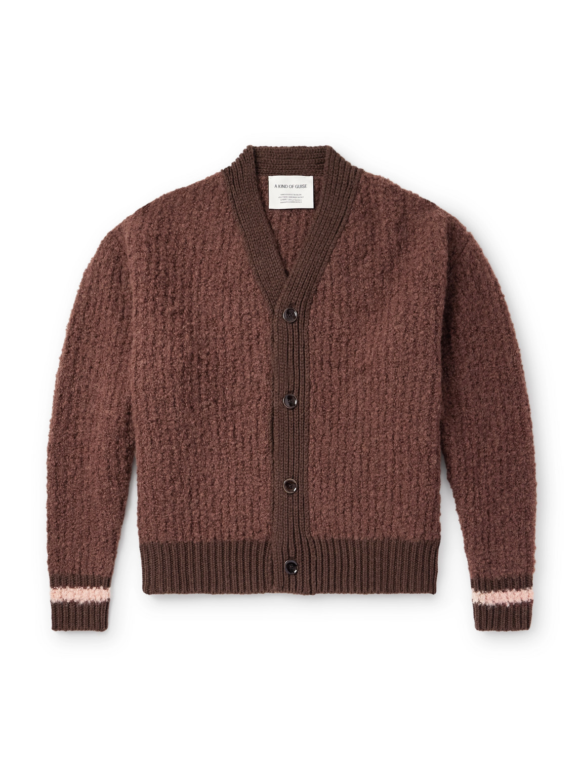 A Kind Of Guise Ribbed-knit Virgin Wool-blend Cardigan In Brown