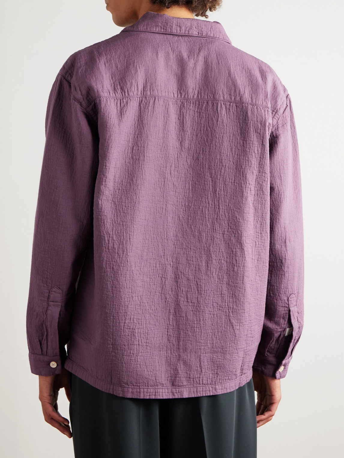 A Kind Of Guise Sayan Garment-dyed Crinkled Cotton Overshirt In Purple