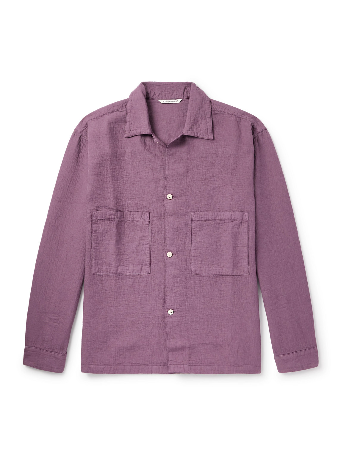 A Kind Of Guise Sayan Garment-dyed Crinkled Cotton Overshirt In Purple