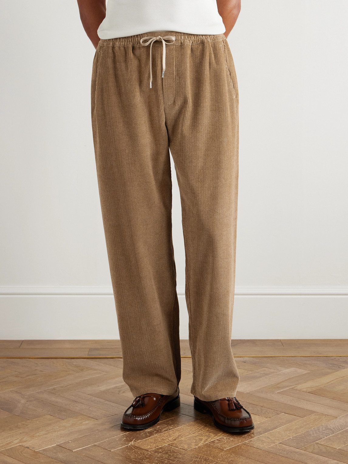 A Kind Of Guise Samurai Wide-leg Cotton-corduroy Drawstring Trousers In Brown