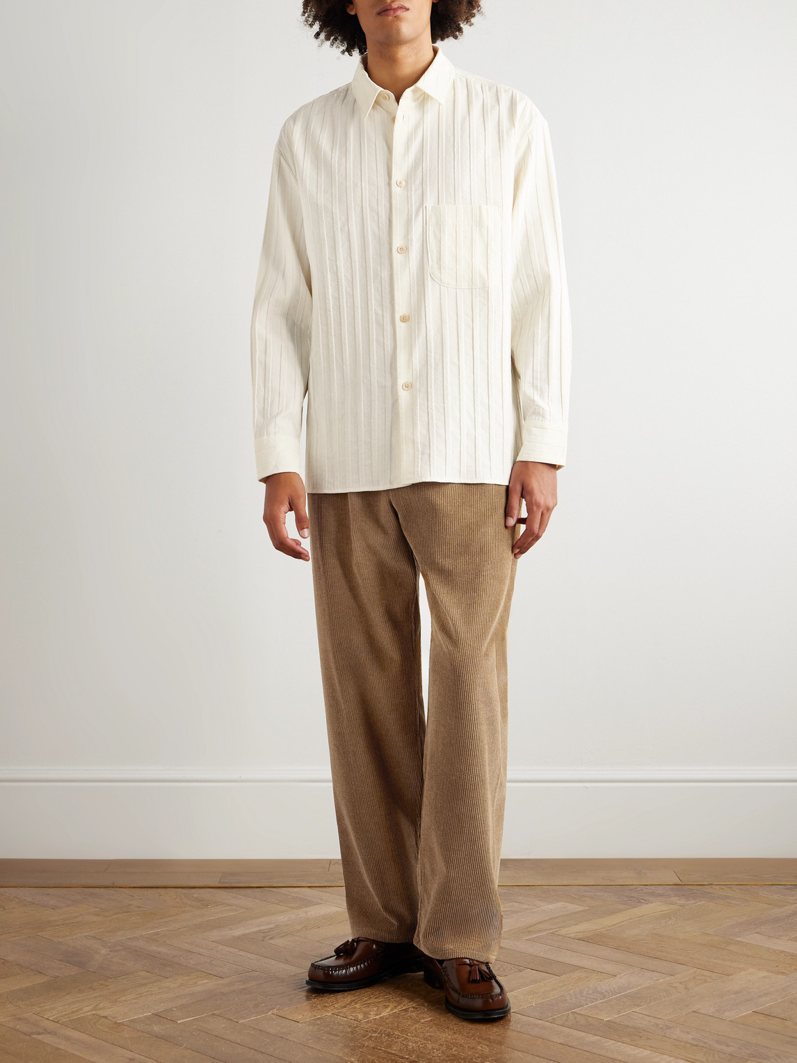 A Kind Of Guise Samurai Wide-leg Cotton-corduroy Drawstring Trousers In Brown