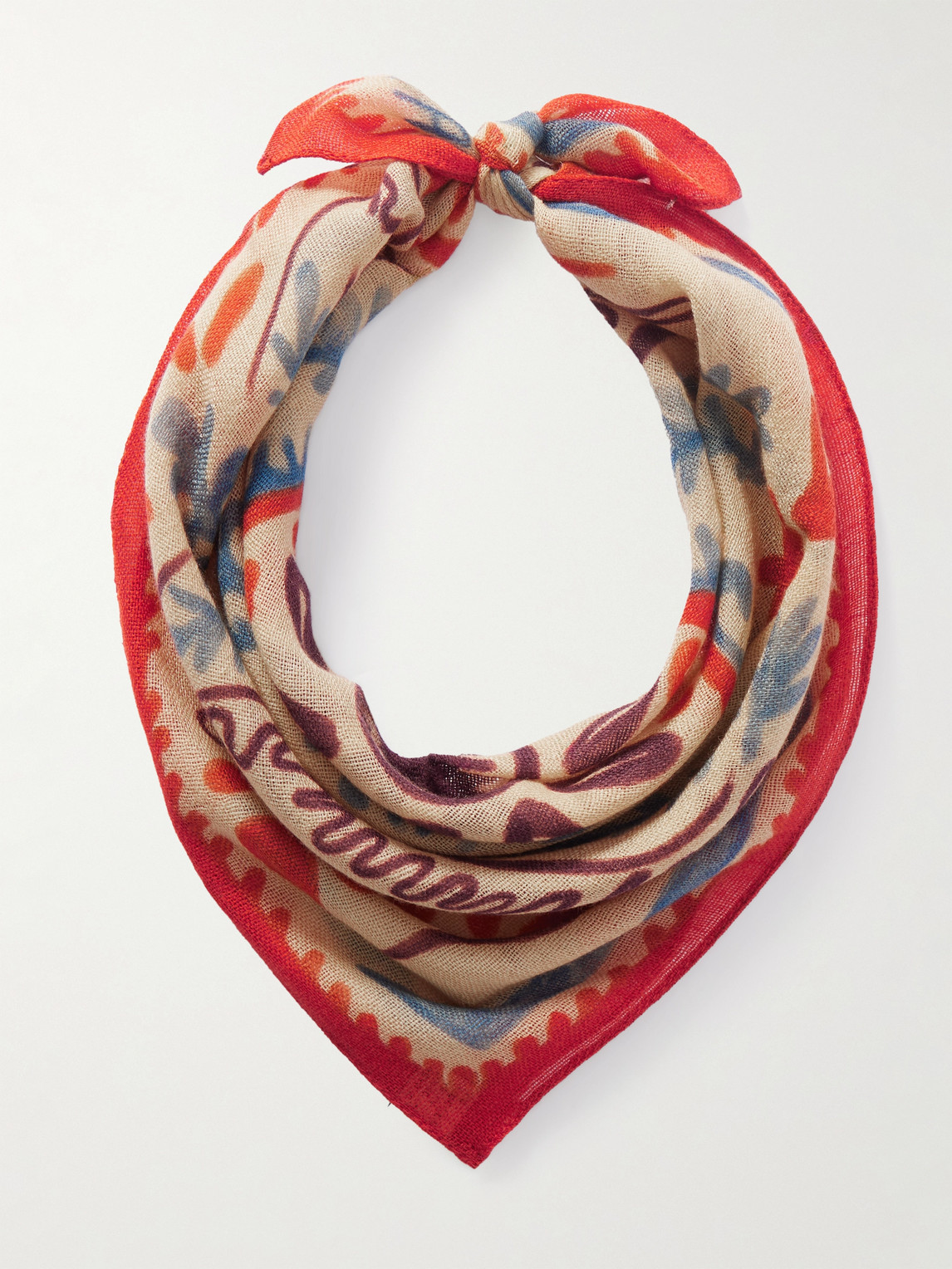 A Kind Of Guise Bora Printed Virgin Wool Scarf In Orange