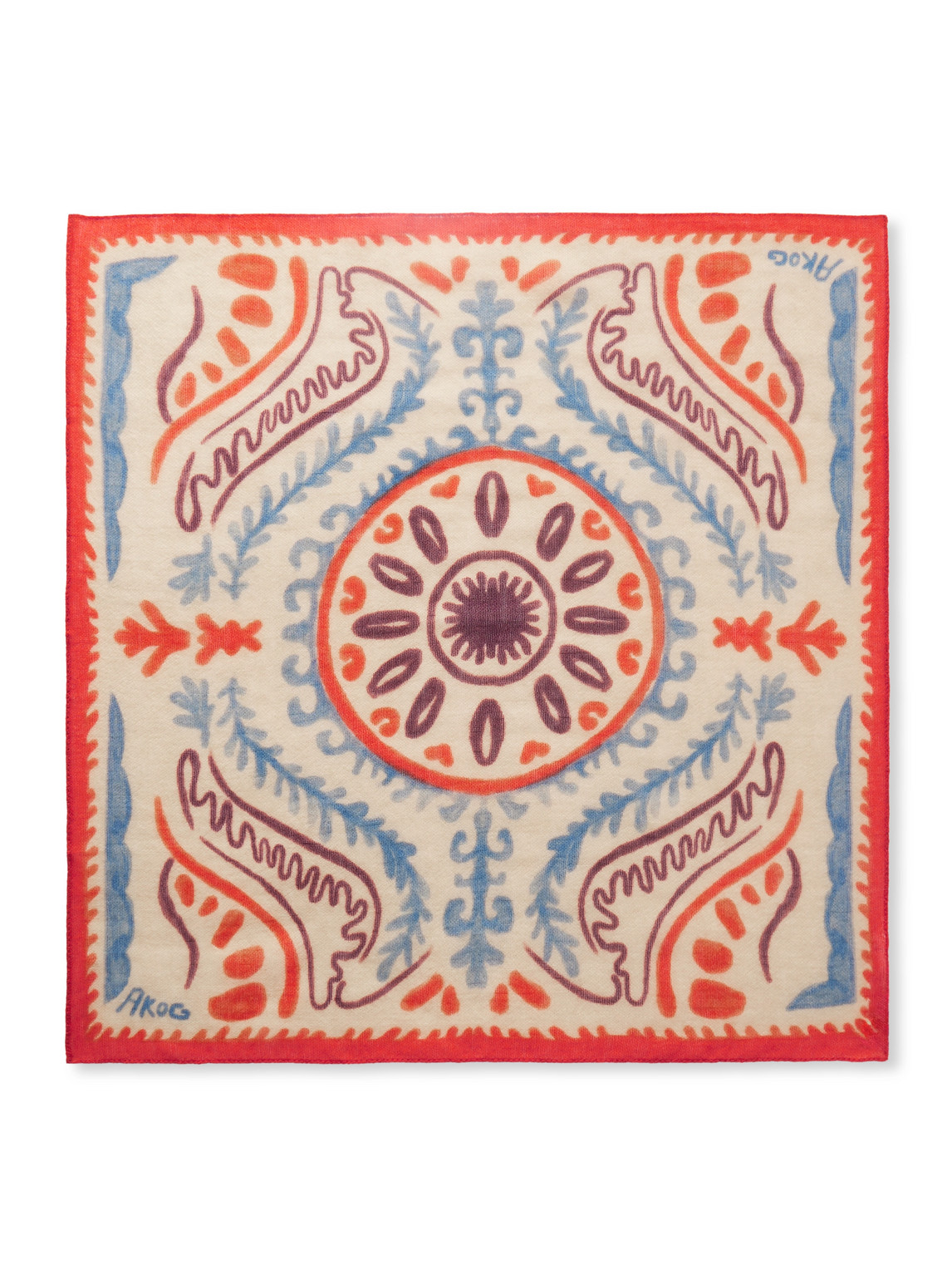 A Kind Of Guise Bora Printed Virgin Wool Scarf In Orange