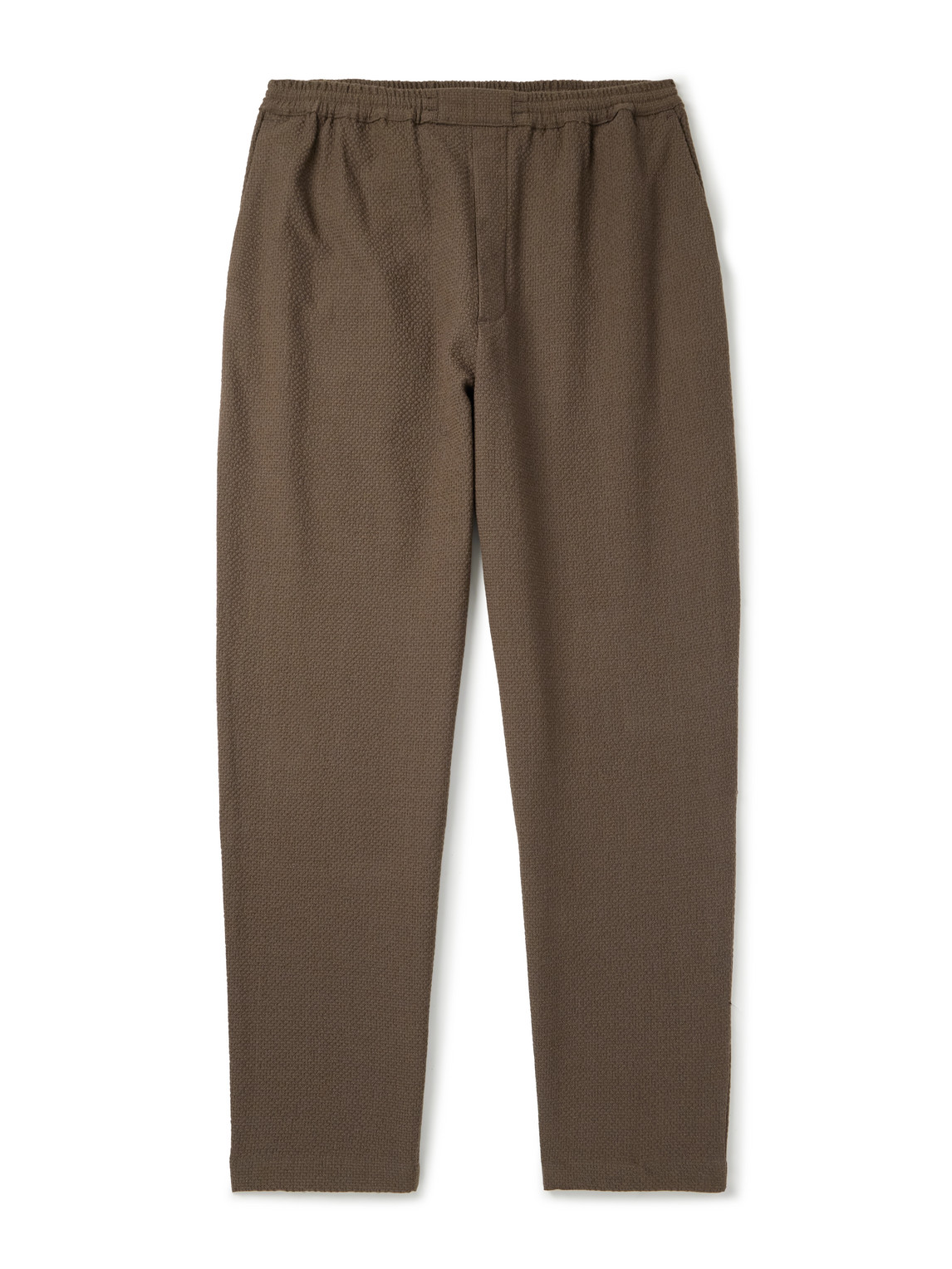 A Kind Of Guise Banasa Straight-leg Seersucker Suit Trousers In Brown