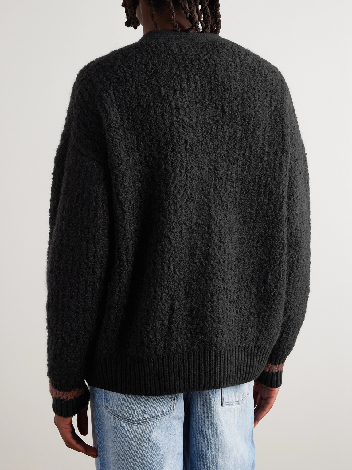 A Kind Of Guise Ribbed-knit Virgin Wool-blend Cardigan In Black