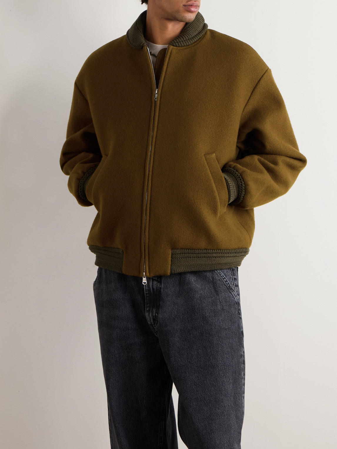 A Kind Of Guise Bajar Virgin Wool And Cashmere-blend Bomber Jacket In Green