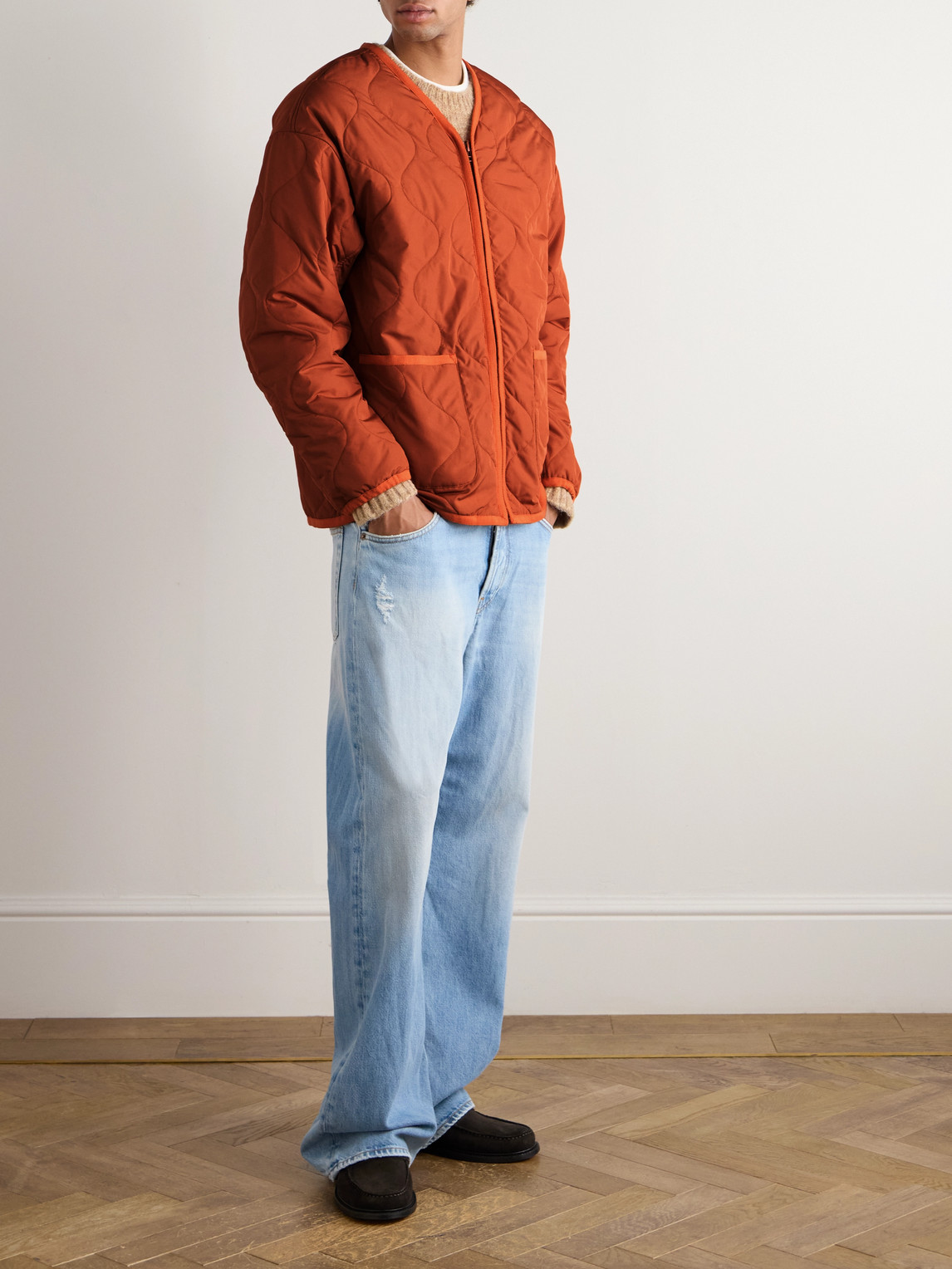 A Kind Of Guise Manas Checked Virgin Wool-tweed Coat With Padded Quilted Shell Liner In Brown