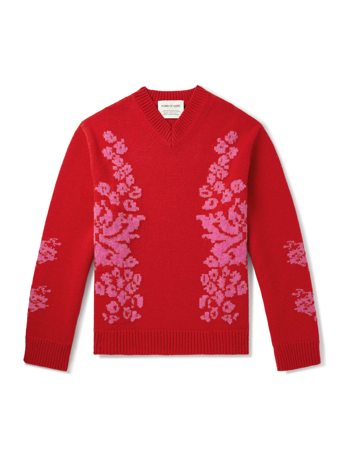 A Kind Of Guise Floral-jacquard Wool Sweater In Red