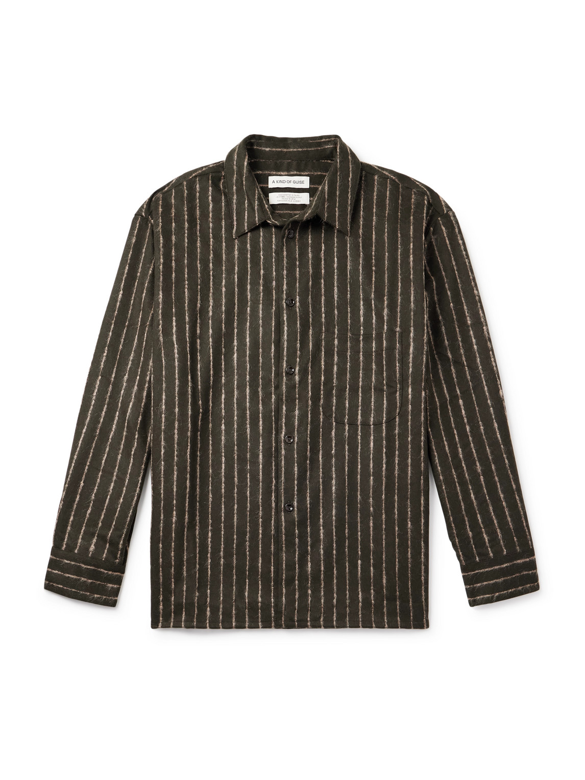 A Kind Of Guise Gusto Striped Virgin Wool-blend Shirt In Brown