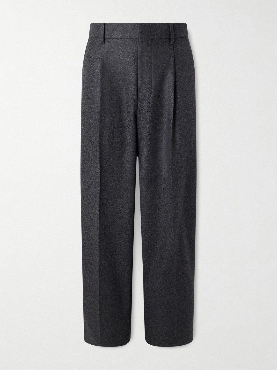 Straight-Leg Pleated Merino Wool-Flannel Suit Trousers