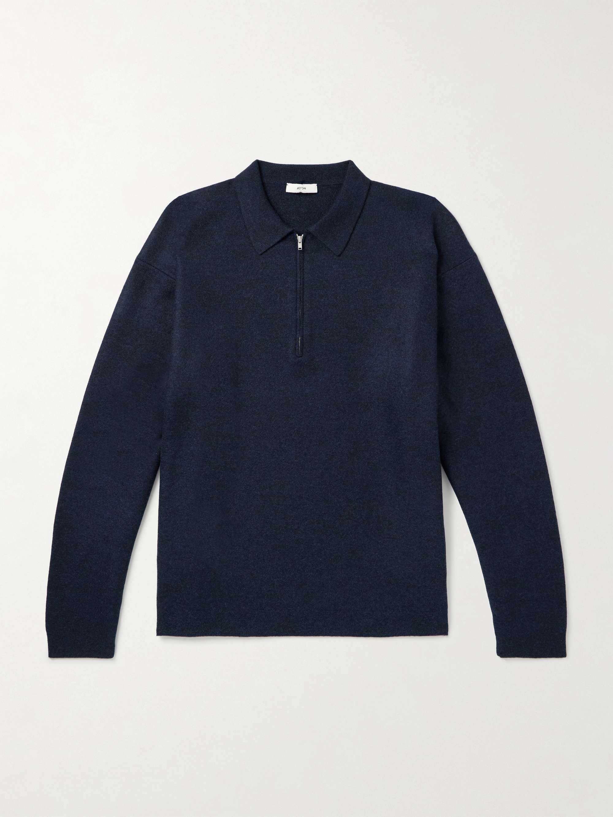 【未使用】【ATON】WOOL HAIF ZIPPED POLO SWEATER ATON Wool-Blend Half-Zip Polo Sweater for Men | MR PORTER
