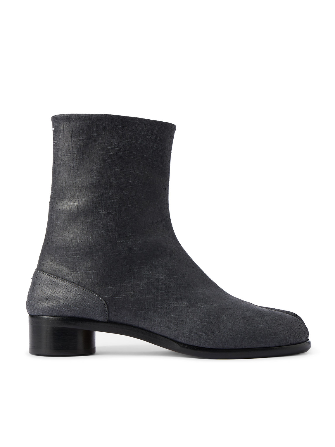 Maison Margiela Tabi Split-toe Textured-leather Boots In Black