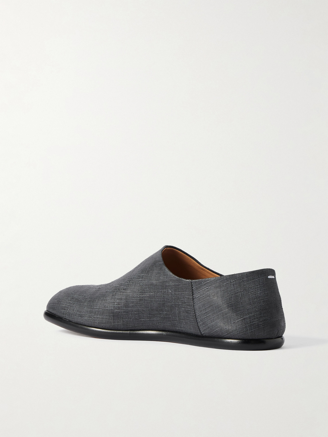 Maison Margiela Tabi Split-toe Collapsible-heel Textured-leather Loafers In Black