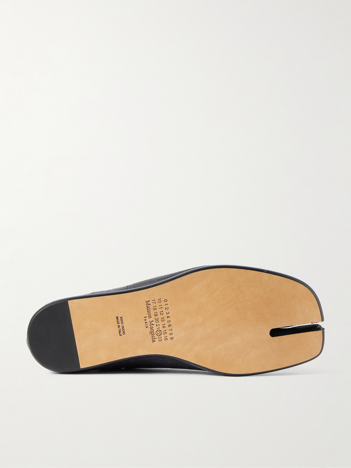 Maison Margiela Tabi Split-toe Collapsible-heel Textured-leather Loafers In Black